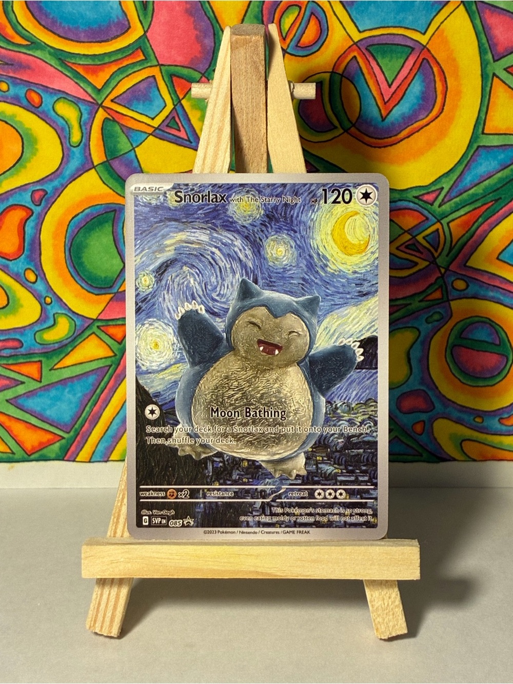Snorlax Collectible Pokemon Fan Art Card Van Gogh Starry Night Style